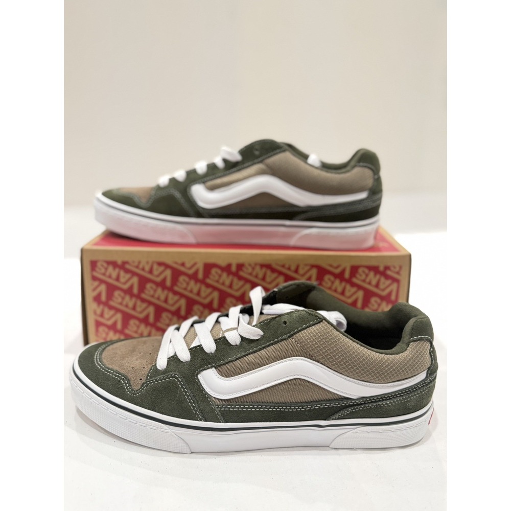 Vans Caldrone Mens 12 M Green Suede Mesh Athletic Retro Lifestyle Casual shoes